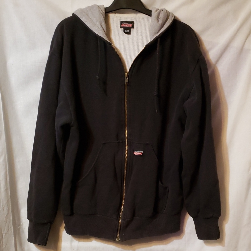 Dickies Black Zip-Up Hoodie with Gray Lining